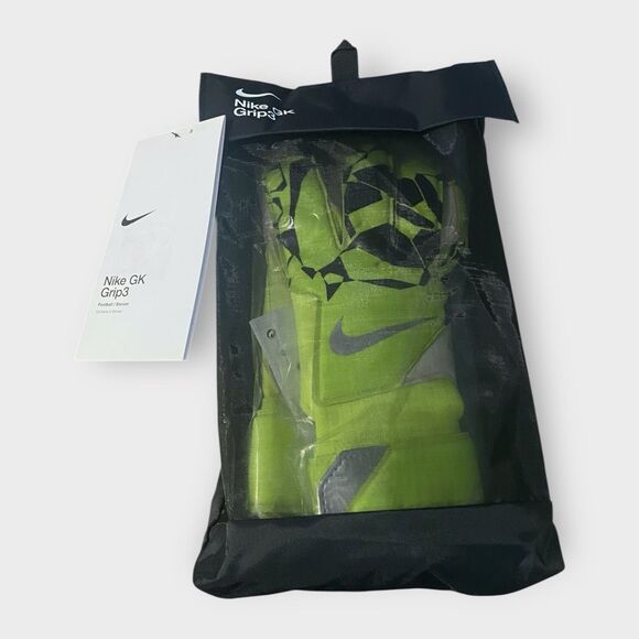 Nike GK Grip3 Goalkeeper Soccer Gloves Adult size 8 Volt Black HQ0256-702 New - Picture 1 of 8